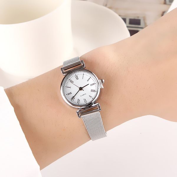 

fashion quartz watch for women luxury female watches clock wrist watch white stainless steel band classic watches daily gifts, Slivery;brown