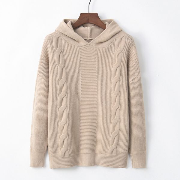 

2021 new autumn mesh joker with hood twist female knitted shirt 2mj4, White;black