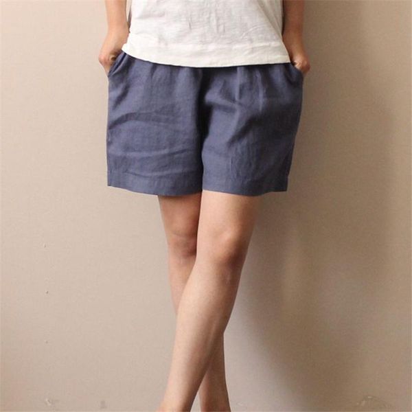 

women's shorts women 5 colour elastic waist 2021 summer casual pockets loose brief linen, White;black
