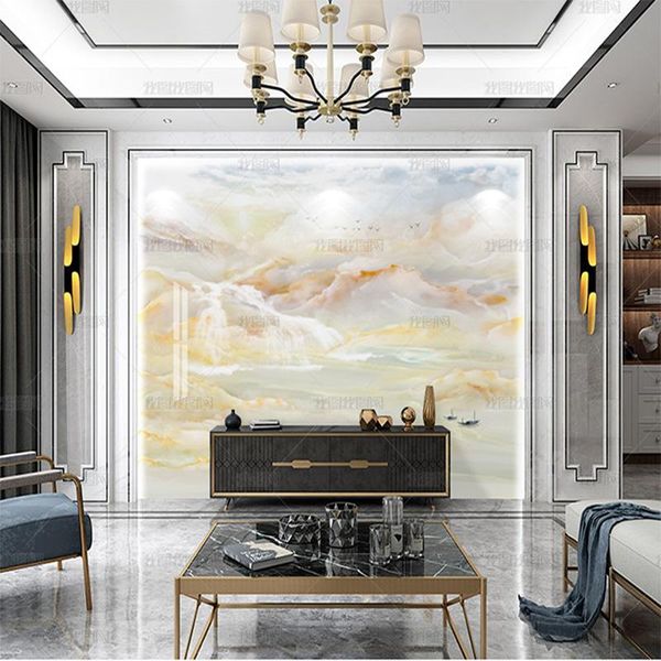 

wallpapers modern and simple atmosphere landscape mural wallpaper marbled microcrystal tv living room background wall