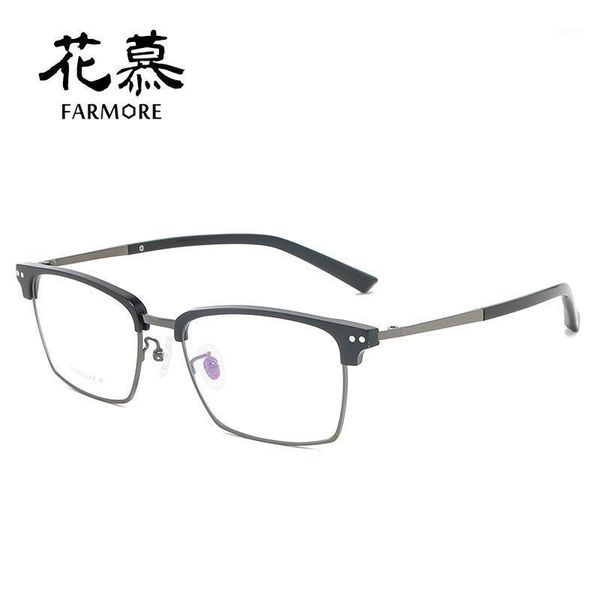 

trendy men's business high-density gold with glue fashion semi-rimless myopia glasses option spectacle frame sunglasses frames1, Black