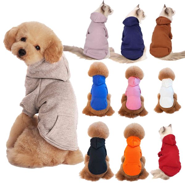 

autumn and winter pet cloth solid color hooded sweater teddy psh dog