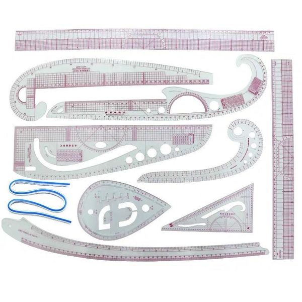 

multifunction french curve ruler plate making clothing sample yardstick cutting sleeve arm built-in scale measure tailor tool, Black