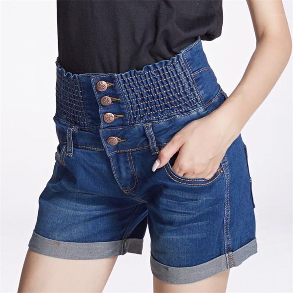 

women high waist denim jeans shorts summer straight elastic pockets mujer slim short feminino casual women's, White;black
