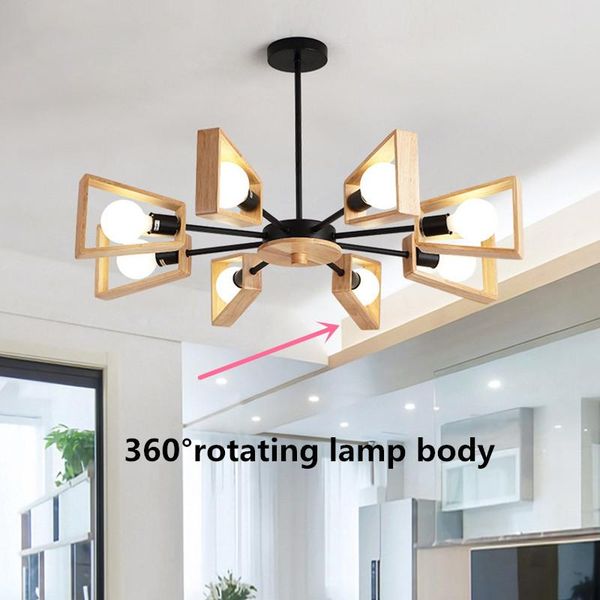 

pendant lamps modern chandelier lighting creativity wooden hanging ligh led e27 for living room bedroom 360Â°rotating lamp body ac85-265v