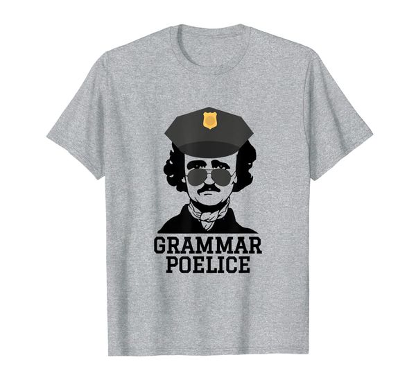 

english teacher gift shirt grammar police funny poe t-shirt, White;black