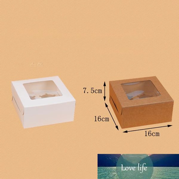 50 шт. 16 * 16 * 7.5см Kraft Paper Window Window Cake Box Party Pired / Candy / Biscuit / SOAP / Cookie / Cipcake / Орехи Ящики Дисплей Упаковочная коробка