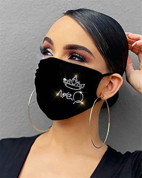 

high-quality masks 2021 women's printed rhinestone jewelry drill filter element mask z1288