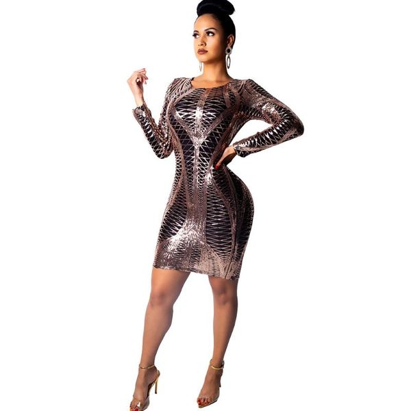 

casual dresses women's sequin dress night club long sleeve check, Black;gray