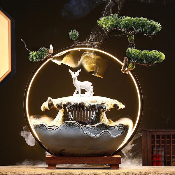 

fragrance lamps ancient chinese incense burner smoke waterfall back flow luxury led light ceramic kadzielnica house decor ei50ib