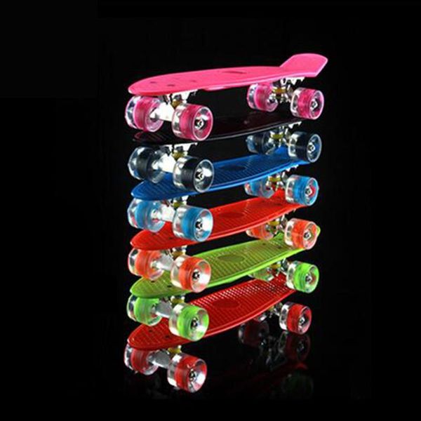 

fish long single warp board teenagers children banana skateboard pu 4wheels flashing transparent bodybuilding