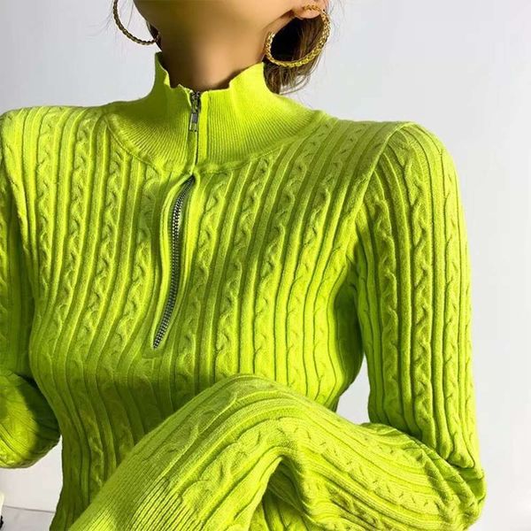 

fashion for autumn semi women in collar winter t-shirt 2020 with long sleeve base shirt, stand collar, zipper, twist high waist and thin l, White;black