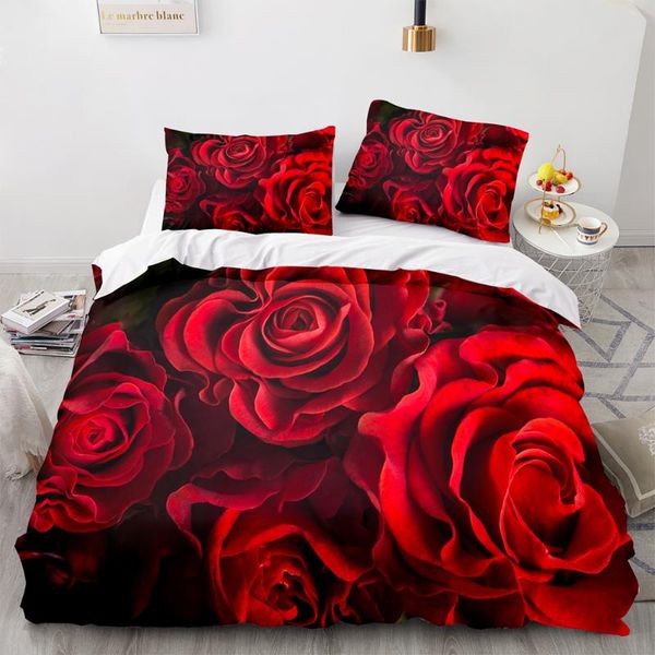 

bedding sets red rose set single twin full  king size the vampire diaries bed aldult kid bedroom duvetcover 3d anime 02