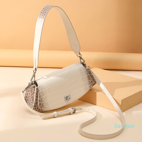 

2021 new leather baguette bags women retro crocodile pattern handbag fashion ladies shoulder messenger bag evening clutch wallet