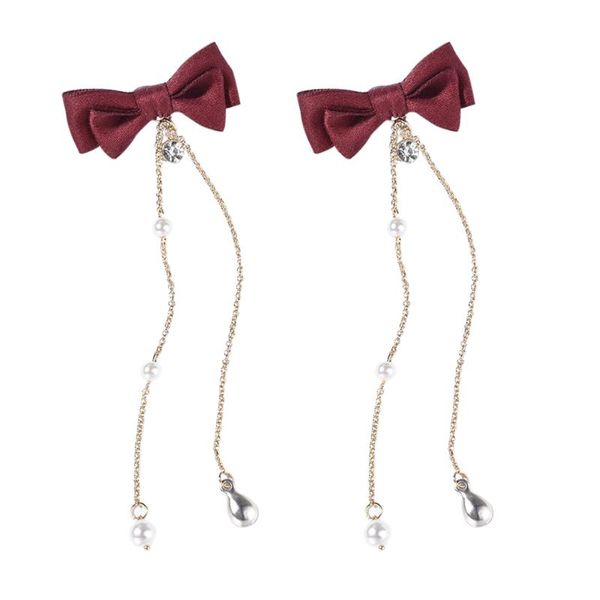 

hair clips 2pcs bow clip back bowknot barrette dangle tassel chain hairpin