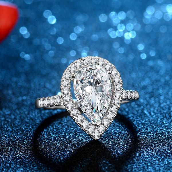 

wedding rings silver 2021 jewellry for women zircon ring female wholesale jewelry waterdrop crystals, Slivery;golden