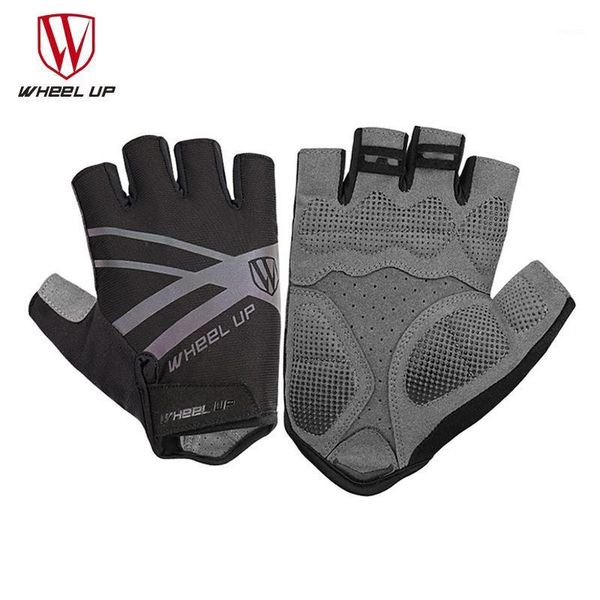 

reflective bike gloves fitness men women half finger bicycle glove breathable absorption cycling1, Black