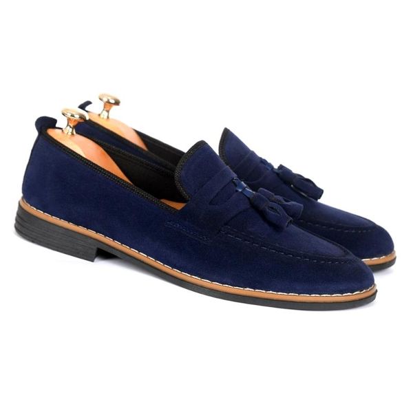 

dress shoes 1048 model men's loafer casual corcik rok navy blue color, Black