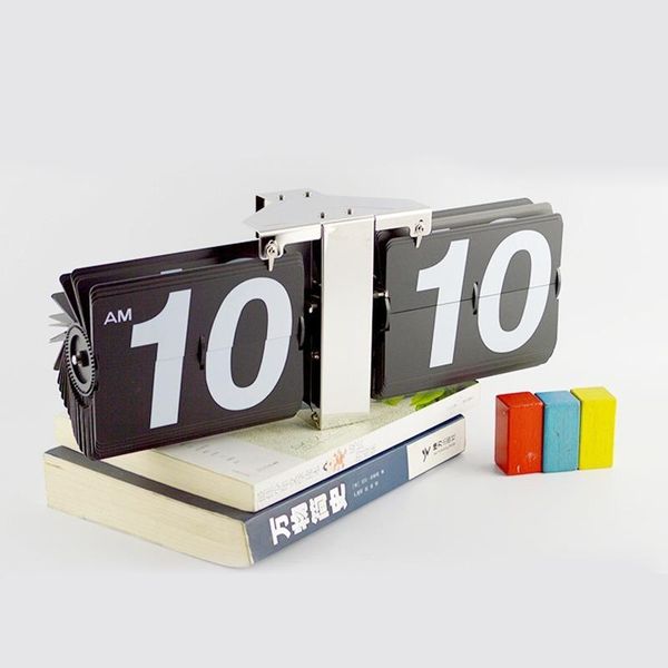

wall clocks modern design black white auto flip table clock for art home living room decoration desk