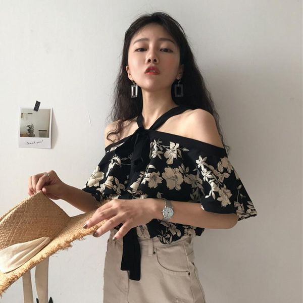 

women's blouses & shirts women spring summer shirt retro chic loose half sleeve slash halter collar blouse off shoulder chiffon bl, White