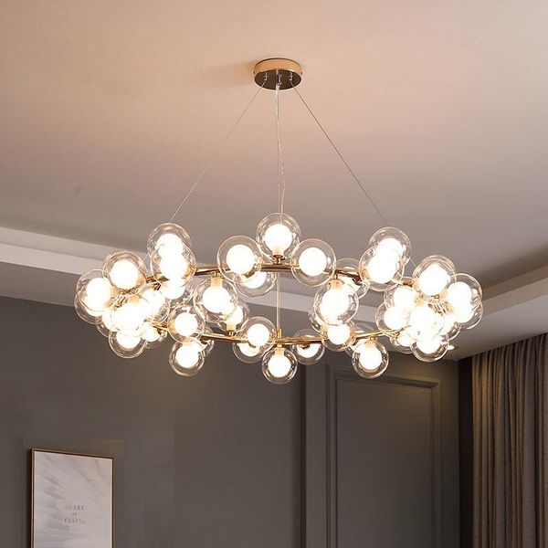 

pendant lamps modern nordic led glass ball chandelier lights creative american home decor indoor living dining room restaurant lamp