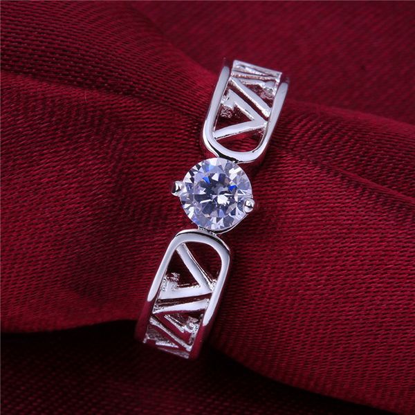 

womem's heart round gemstone sterling silver plated rings size 7 dmsr605,925 silver plate finger ring jewelry solitaire ring, Golden;silver