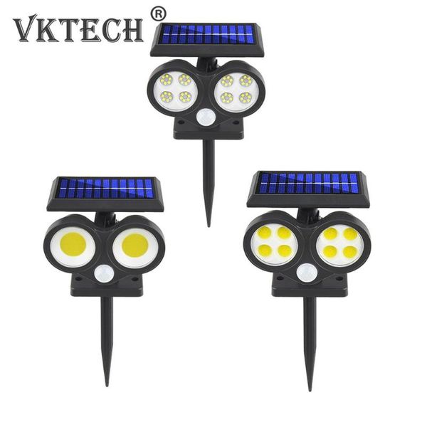 

solar lamps led cob powered light spotlight 3 modes waterproof highlight moving sensor night lawn plug-in wall lamp