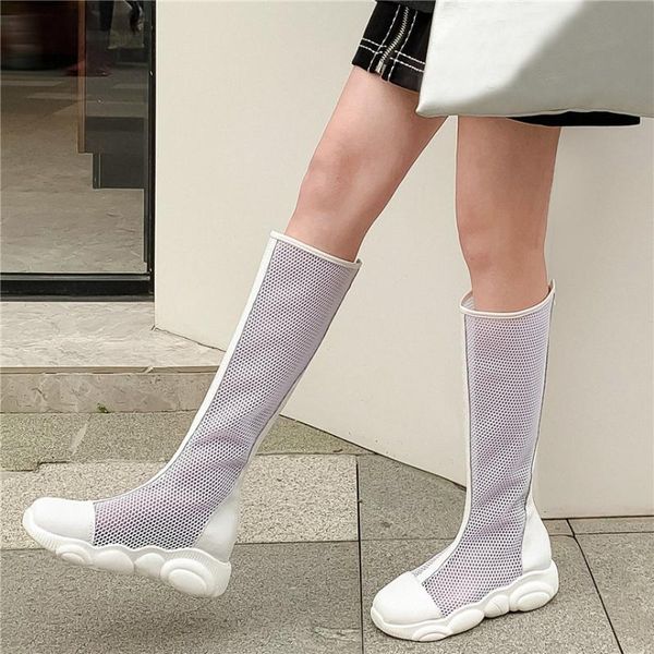 

dress shoes fashion sneakers women breathable mesh gladiator sandals female thigh high summer round toe wedges platform pumps creepers, Black
