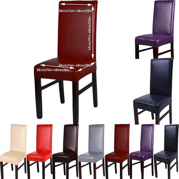 

chair covers didihou 1pc pu leather seat cover stretch dining home decorative waterproof and oilproof slipcovers