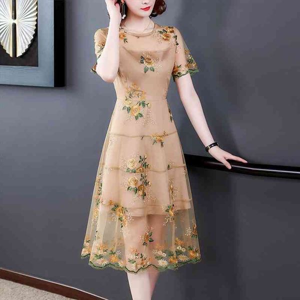 

spring summer lace embroidery midi dresses vintage 3xl plus size floral runway dresses elegant women bodycon party vestidos, Black;gray