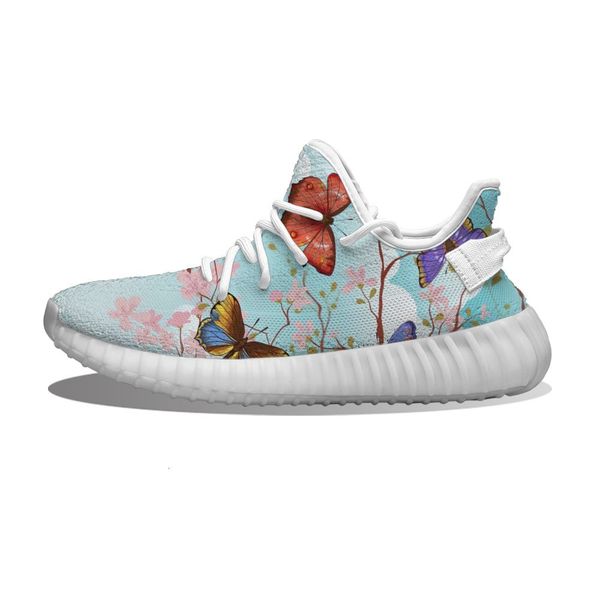 

diy custom butterfly flower in teal landscape running shoes mesh printed mens womens trainers outdoor sports sneakers