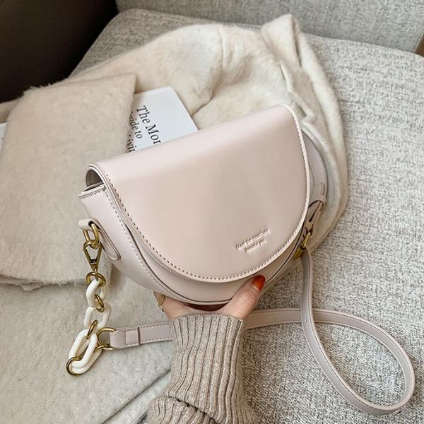 

cross body luxury fashion women crossbody bag solid color semicircle saddle bags soft leather shoulder for ladies handbags designer