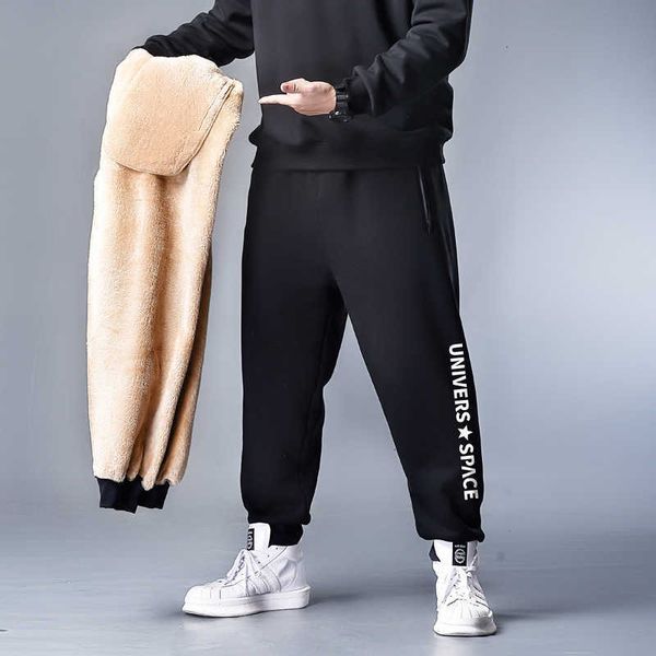 

men's pants warm winter fleece sweatpants men joggers long track male streetwear casual sweat plus size xxxxl 5xl 6xl 7xl 7nf1, Black