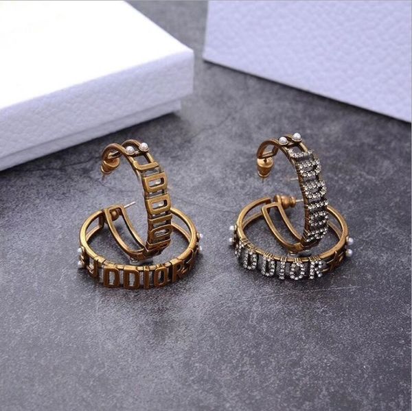 

design jewelry 2021 new personalized style design pearl net red letter earrings for women, Silver