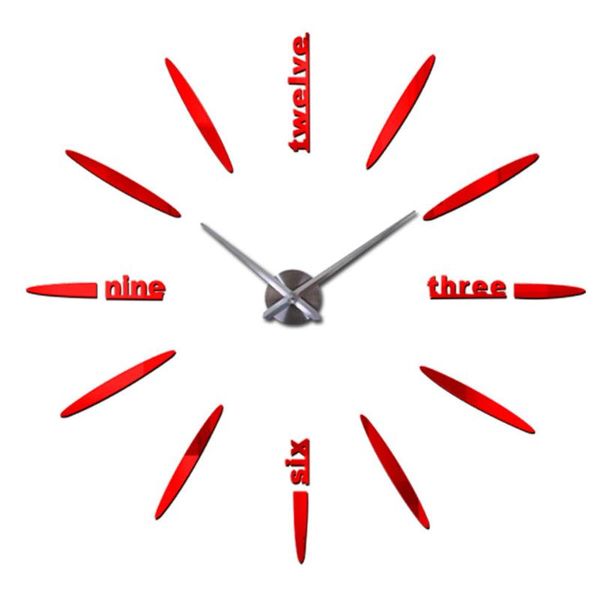 

big decor wall clocks mirror modern design living room 3d diy home sticker