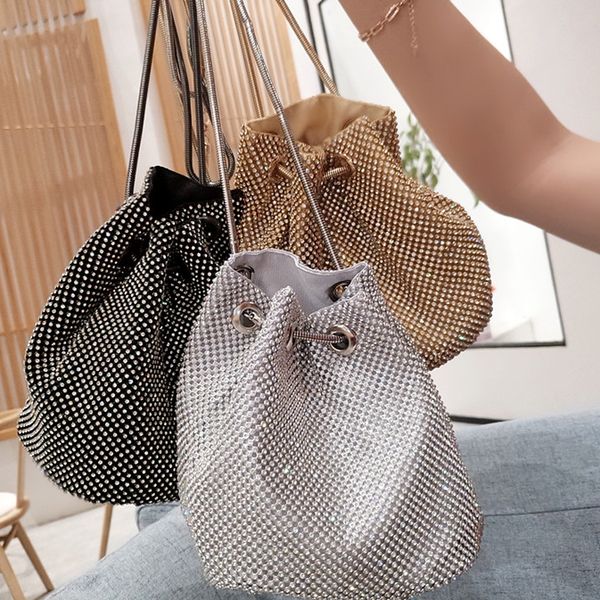 

crystal bucket bag for women multicolor rhinestone beaded ladies handbag new 2020 luxury shoulder bag