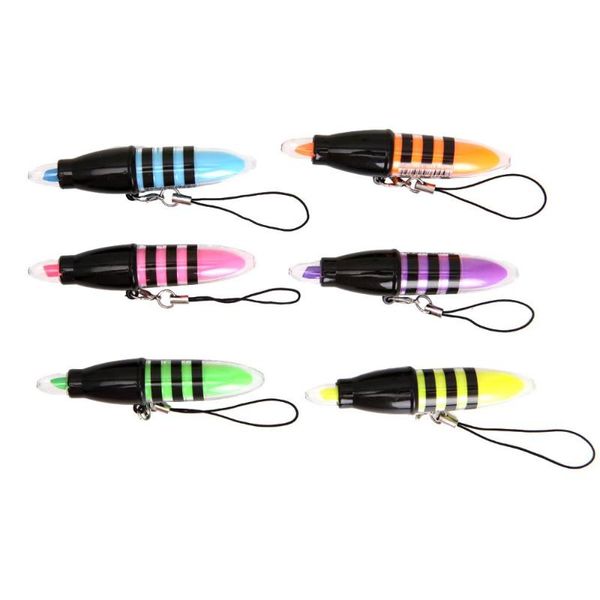 

highlighters 6 pcs creative bee mini highlighter pen art markers school stationery supplies, Black;red