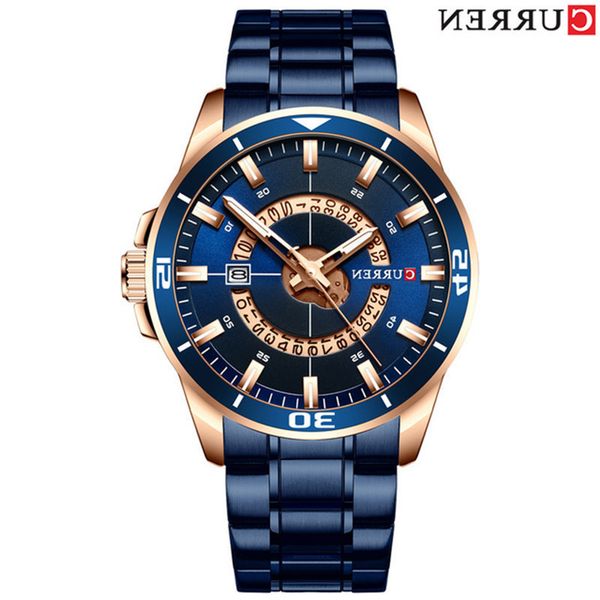 

curren / carrion 8359 men's round calendar quartz watch simple style, Slivery;brown