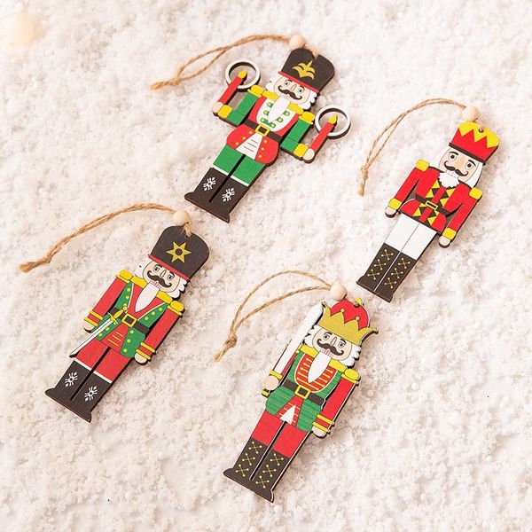 Partyzubehör Weihnachtsdekorationen Nussknacker Puppenholz Anhänger Walnusssoldat für Baumhänge Ornamente Neujahr Kinder Geschenk Weihnachten