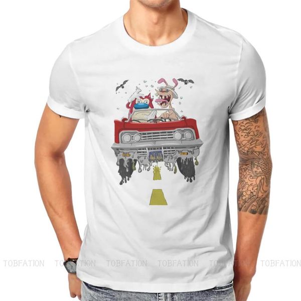

men's t-shirts the ren & stimpy show comedy fantasy tshirt for men vintage retro humor casual sweatshirts t shirt design loose, White;black