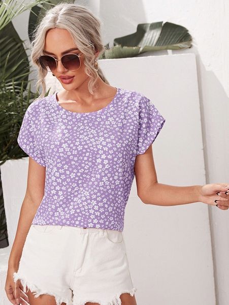 

batwing sleeve ditsy floral s5ql#, White
