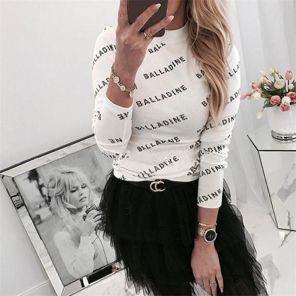 

letter print women bodycon woman tshirts autumn long sleeve t shirt white black clothing female ropa mujer d30 210302