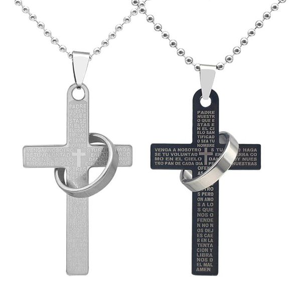 

pendant necklaces vintage bible scripture titanium steel cross necklace, Silver