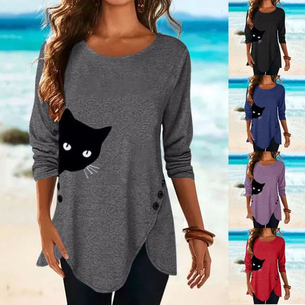 

cat omen 3d print t-shirts lent herfst casual long sleeves women es funny clothes women's fashion # t2q, White