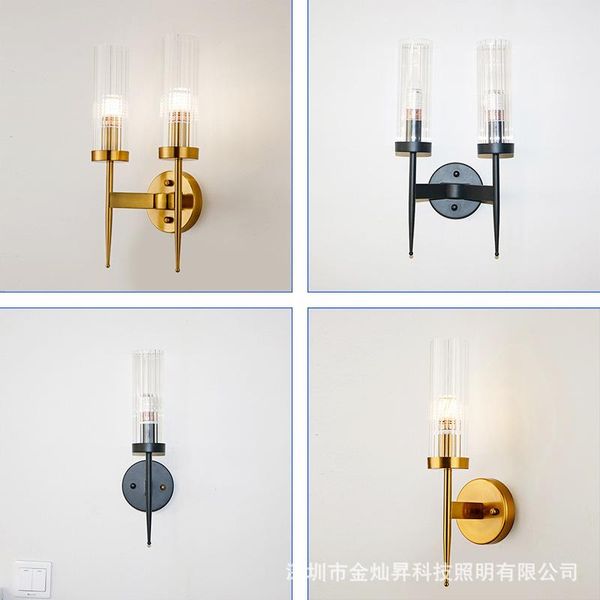 

wall lamp modern american luxury crystal simple living room bedroom bedside decor home sconce light fixture luminaria