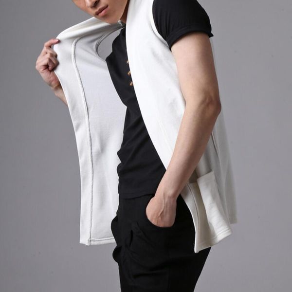 

men's vests trendy suit armor, Black;white