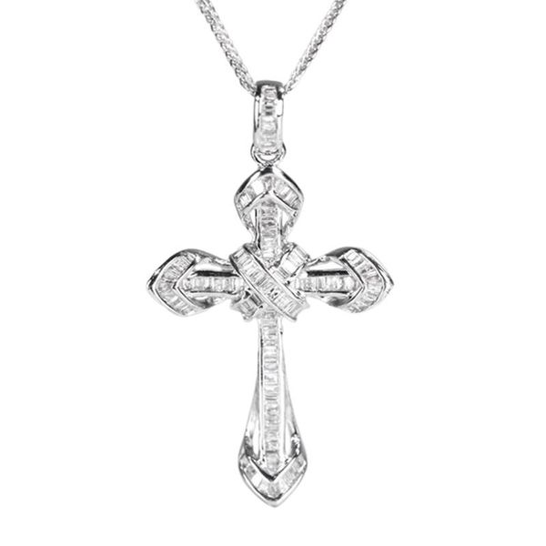 

chains sterling silver fashion female cross pendants dropship silvery color crystal jesus pendant necklace jewelry for men/women