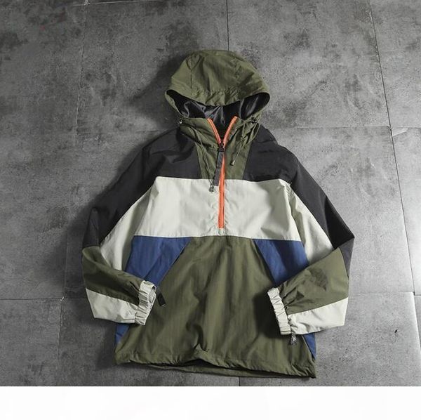 

mens womens jacket windbreaker zipper hoodies patchwork coat fashion casual outerwear street sports running jogger jackets, Black;brown