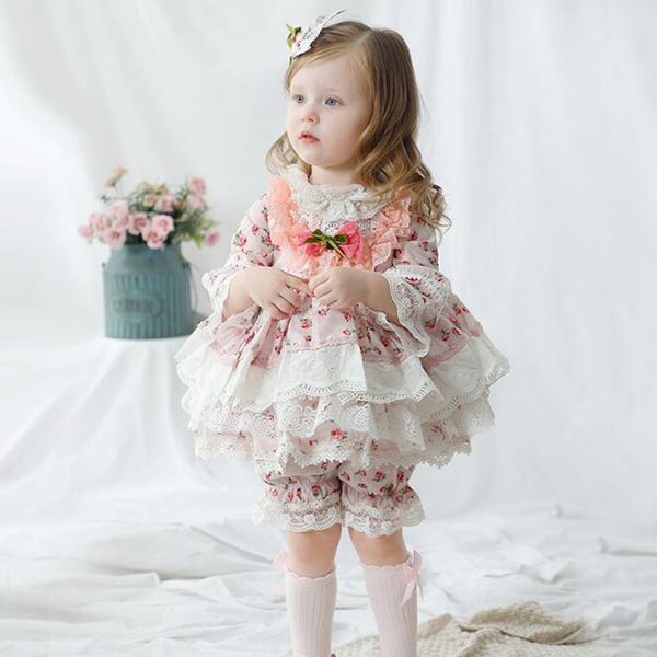 

spring baby girls long sleeve floral dresses kids girl princess dress clothing kids girls birthday party dress + shorts, Blue