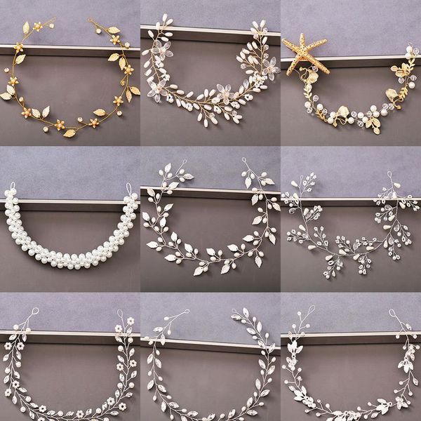 

pearl rhinestone women headband wedding hair accessories for women bride tiara headband hair jewelry silver color qylitm